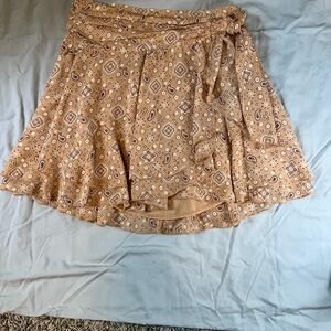 Tan Patterned Women's Wrap Skirt